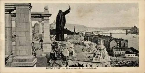 Ak Budapest Ungarn, Monument de Saint-Gellert, Stadtansicht, Fluss,  Architektur