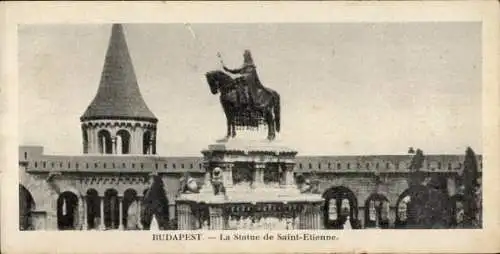Ak Budapest Ungarn, Statue von Saint-Etienne,  Architektur, Stadtansicht