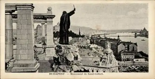 Ak Budapest Ungarn, Monument de Saint-Gellert, Aussicht auf die Stadt, Donaufluss
