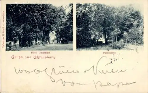 Ak Ahrensburg in Holstein, Hotel Lindenhof, Park