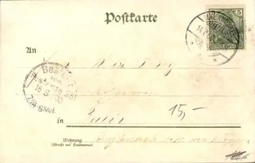 Kleeblatt Litho Altlandsberg in der Mark, Schule, Totale, Rathaus
