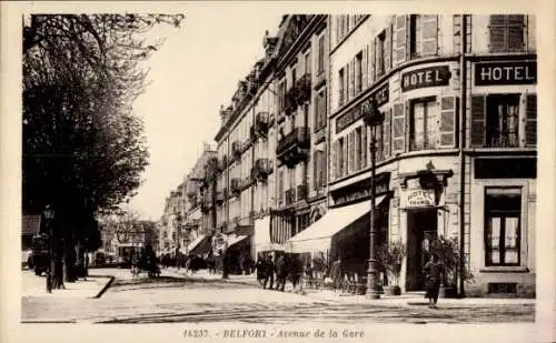 Ak Belfort Beffert Beffort Territoire de Belfort, Avenue de la Gare, Hotel Frece,  Architektur, g