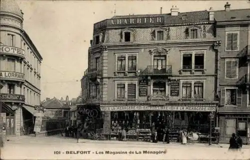 Ak Belfort Territoire de Belfort, les Magasins de la Ménagère, Hotel Restaurant