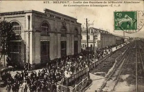 Ak Belfort Beffert Beffort Territoire de Belfort, Ausgang von Arbeitern, Société Alsacienne, Bahn