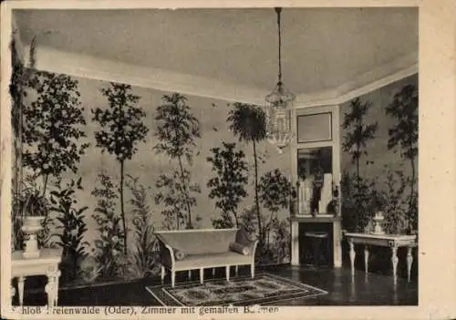 Ak Bad Freienwalde an der Oder, Schloss, Zimmer mit gemalten Blumen, Baronin von Bonin, Autogramm