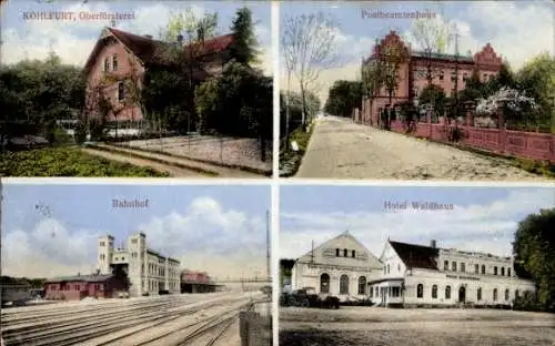 Ak Węgliniec Kohlfurt Schlesien, Oberförsterei, Postbeamtenhaus, Bahnhof, Hotel Waldhaus