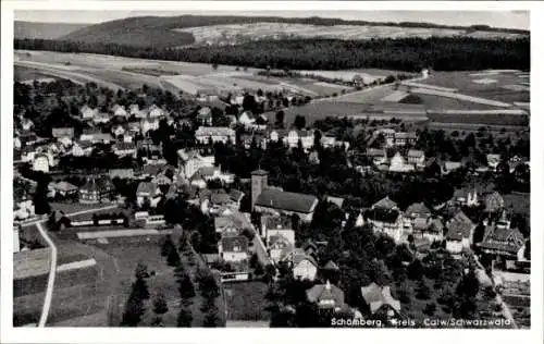 Ak Schömberg im Schwarzwald Baden, Fliegeraufnahme