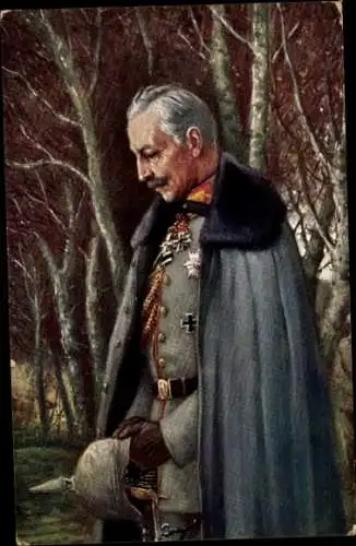 Künstler Ak Kaiser Wilhelm II., Andacht im Felde, Portrait in Uniform, I. WK