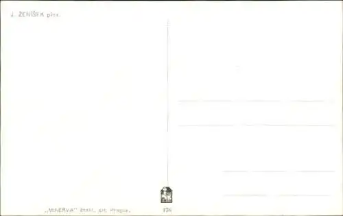 Künstler Ak Zenisek, J., rauchender Junge, Zigarette