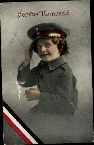 Ak Servus Kamerad! Mädchen in Uniform