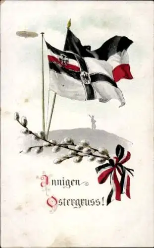 Ak Innigen Ostergruß, Reichsflagge