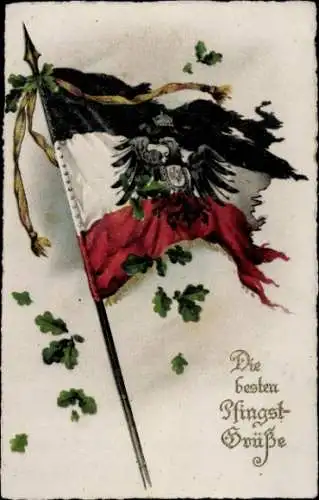 Ak Glückwunsch Pfingsten, Fahne, Adler, Eichenlaub
