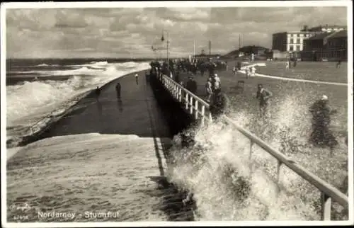 Ak Nordseebad Norderney Ostfriesland, Sturmflut