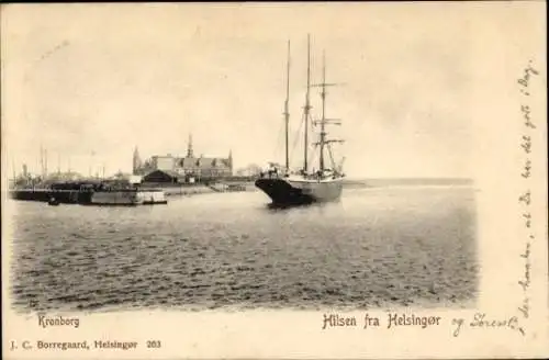 Ak Helsingør Helsingör Dänemark, Kronborg Slot, Schloss, Hilsen fra Helsingor