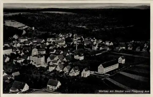 Ak Wernau am Neckar, Luftaufnahme von Wernau, Häuser, Landschaft, Flugzeugansicht
