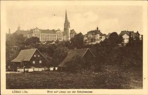 Ak Löbau in Sachsen, Ortsansicht, Blick von der Schulzewiese