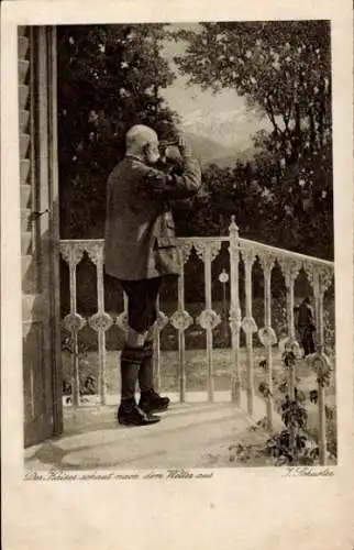Künstler Ak Schuster, Kaiser Franz Josef I, der Kaiser schaut nach dem Wetter