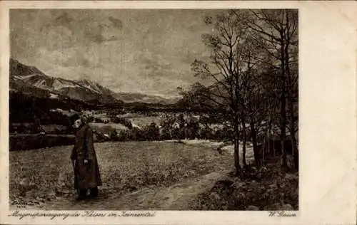 Künstler Ak Gause, W., Morgenspaziergang von Kaiser Franz Joseph I. im Jainzental
