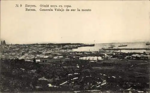 Ak Batum Batumi Georgien, Panorama von  Stadtansicht, Berge, Hafen, Schiffe