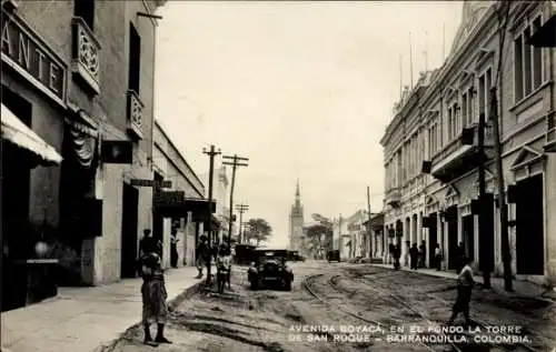 Ak Barranquilla Kolumbien, Avenida Boyacá, Torre de San Roque, Straßenansicht,  