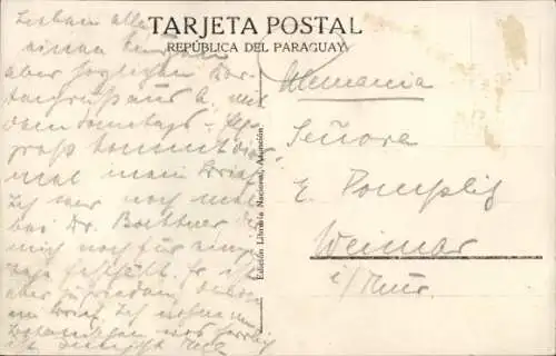 Ak Asunción Paraguay, Panoramablick,  Paraguay, Stempel