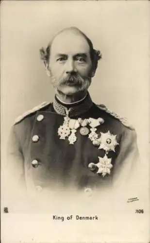 Ak König Christian IX. von Dänemark, Portrait, Orden