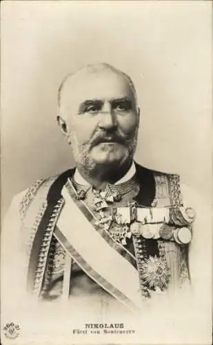 Ak Nikolaus Fürst von Montenegro, Portrait, Uniform, Orden, NPG 266-21