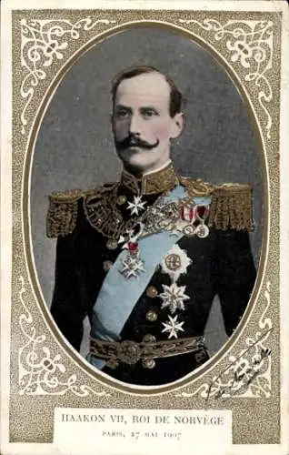 Passepartout Ak König Haakon VII. von Norwegen, Portrait