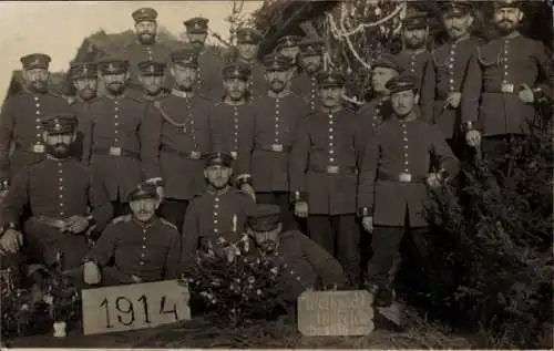 Foto Ak Deutsche Soldaten in Uniformen, Eisenbahn-Regiment 1, 1914