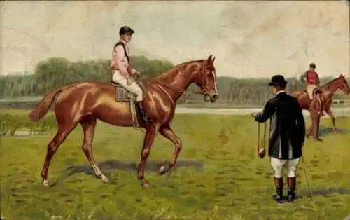 Litho Jockeys zu Pferden