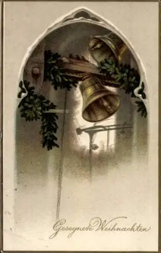 Ak Frohe Weihnachten, Tannenzweig, Glocken