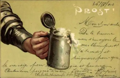 Künstler Ak Prost, Bierkrug