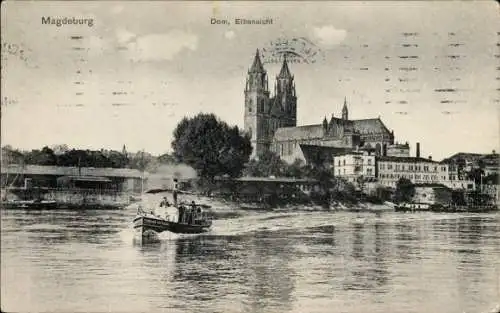 Ak Magdeburg an der Elbe, Dom, Elbansicht