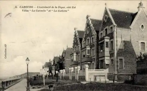 CPA Cabourg Calvados, Villa La Corvette, La Goelette, Digue