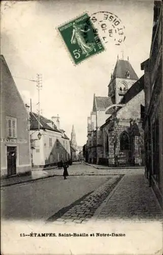 Ak Étampes Essonne, Saint-Basile und Notre-Dame