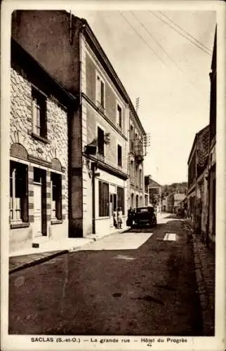 Ak Saclas Essonne, Grande Rue, Hôtel du Progrès