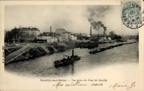 Ak Neuilly sur Seine Hauts de Seine, Vue prise du Pont de Neuilly