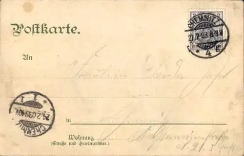 Litho Chemnitz in Sachsen, Körnerplatz mit Körnerdenkmal