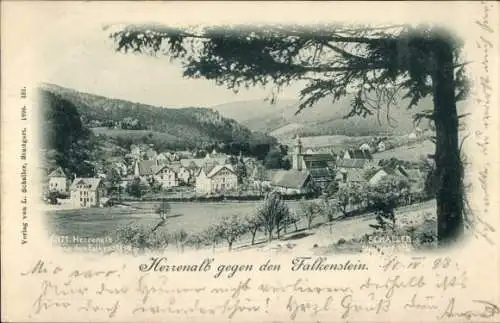 Ak Bad Herrenalb im Schwarzwald, Ansicht von  Falkenstein, Berge, Häuser, Bäume