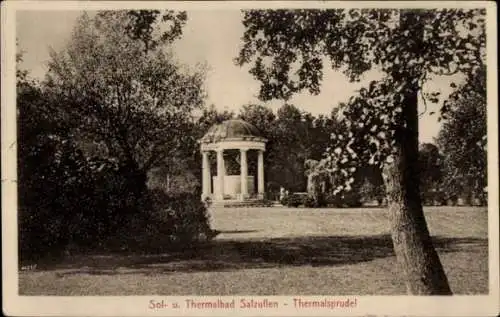 Ak Bad Salzuflen in Lippe, Thermalbad  Thermalsprudel, Pavillon im Park, Grünfläche