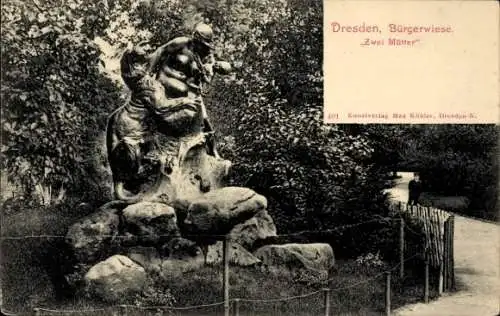 Ak Dresden Altstadt Seevorstadt, Skulptur Zwei Mütter, Bürgerwiese