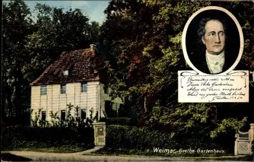 Ak Weimar in Thüringen, Goehtes Gartenhaus, Portrait