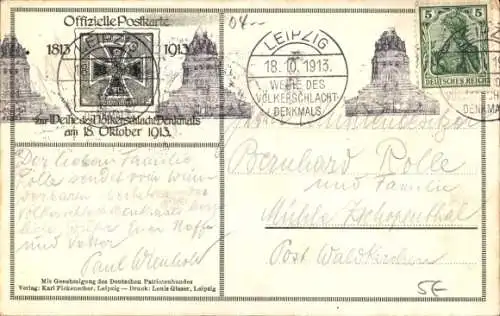 Ak Leipzig, Völkerschlachtdenkmal, 1813-1913