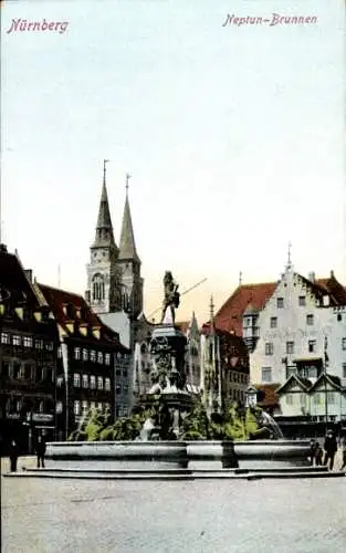 Ak Nürnberg, Neptun-Brunnen