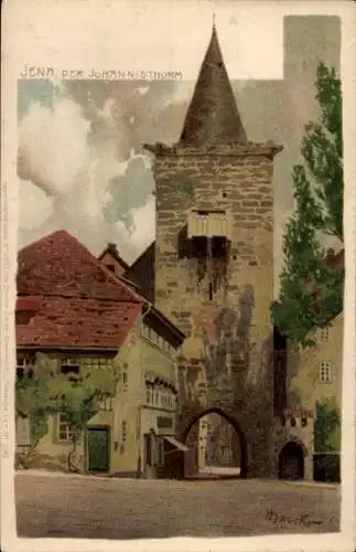 Ak Jena in Thüringen, Johannisturm, alte Architektur, malerische Umgebung, Postkarte mit stimm...