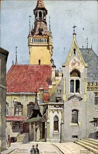 Künstler Ak Wagner, R., München Bayern, Standesamt, Petersplatz