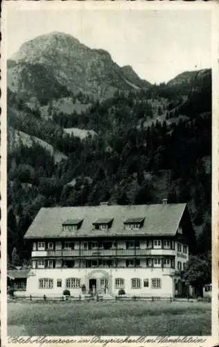 Ak Bayrischzell im Mangfallgebirge Oberbayern, Hotel Alpenrose, Außenansicht, Berg Wendelstein
