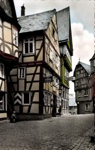 Ak Limburg an der Lahn, Fachwerkhäuser, enge Gasse, historische Architektur