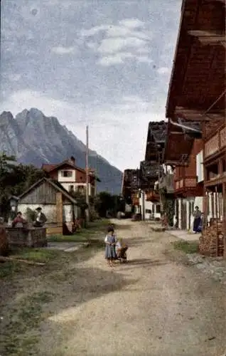 Ak Garmisch Partenkirchen, Frühlingstraße, Zugspitze