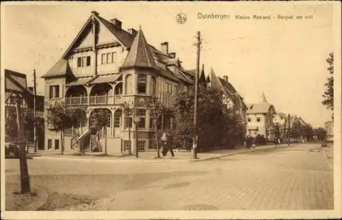 Ak Duinbergen Knokke Heist Westflandern,  Klokke Roeland, Straßenansicht, historische Architektur